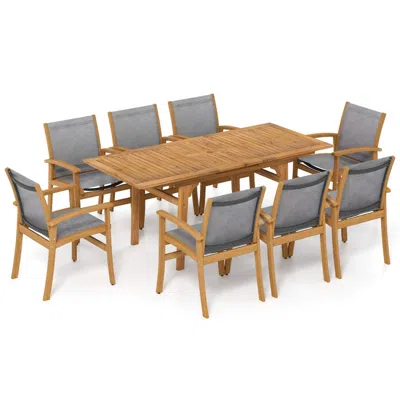 Hivvago 9 Pieces Acacia Wood Patio Dining Set For 6-8 In Brown