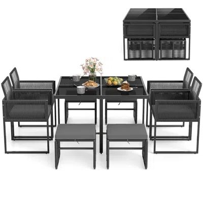 Hivvago 9 Pieces Patio Dining Set With Cushions For Yard Garden-gray