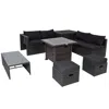 Hivvago 9 Pieces Patio Furniture Set With 32" Fire Pit Table And 50000 Btu Square Propane Fire Pit In Gray