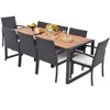 Hivvago 9 Pieces Patio Rattan Dining Set With Acacia Wood Table For Backyard Garden-l-shaped Handrail In Gray