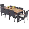 Hivvago 9 Pieces Patio Rattan Dining Set With Acacia Wood Table For Backyard Garden-wood Handrail In Gray