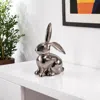 Hivvago 9" Silver Aluminum Rabbit Tabletop Sculpture In Silver
