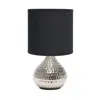 Hivvago 9" Silver Metal Round Table Lamp With Black Drum Shade In Black