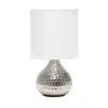 Hivvago 9" Silver Metal Round Table Lamp With White Drum Shade In Silver
