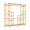 Hivvago 9-tier Bamboo Plant Stand With Hanging Rack In Gold