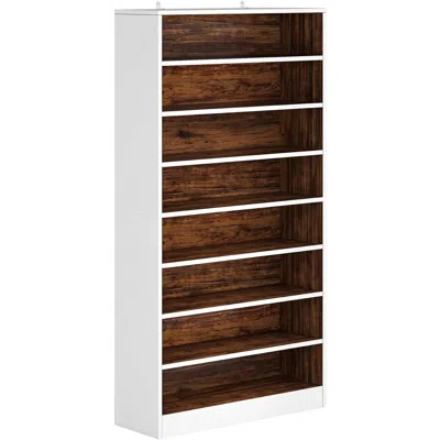 Hivvago 9 Tier White/brown Wood Shoe Storage Cabinet, Holds Up To 45 Pairs