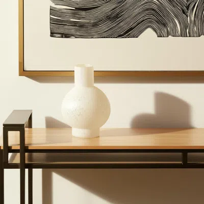 Hivvago 9" White Mottled Handblown Glass Table Vase