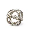 Hivvago 9" White Wooden Bead And Gold Orb Sculpture In White