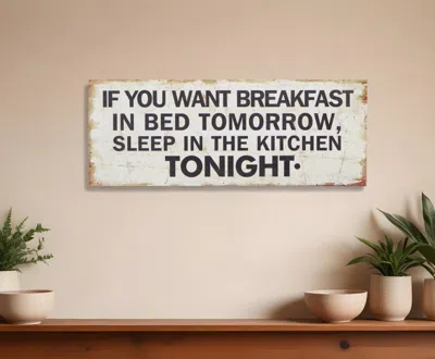 Hivvago 9" X 24" White And Black If You Want Breakfast Wood Wall Decor