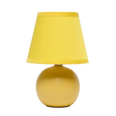 Hivvago 9" Yellow Ceramic Round Table Lamp With Yellow Drum Shade