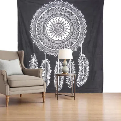 Hivvago 92" X 84" Black And White Abstract Cotton Hanging Tapestry In Gray