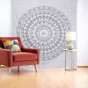 Hivvago 92" X 84" Black And White Mandala Cotton Hanging Tapestry In Gray