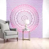 Hivvago 92" X 84" Pink And White Mandala Cotton Hanging Tapestry In Pink