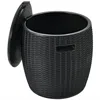 Hivvago 9.5 Gallon 4-in-1 Patio Rattan Cool Bar Cocktail Table Side Table-black