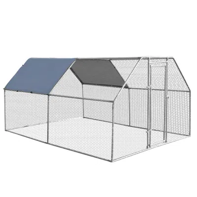Hivvago 9.5 X 12.5 Feet Large Walk In Chicken Coop Run House In Silver