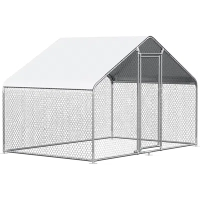 Hivvago 9.8 Ft X 6.5 Ft. Large Metal Outdoor Walk-in Chicken Coop With Waterproof Cover In Multi
