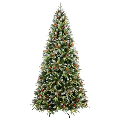 Hivvago 9ft Christmas Tree With 750 Warm White Led Lights 3750 Snow-tipped Pe+pvc Branches In Green
