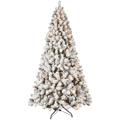 Hivvago 9ft Flocked Pre-lit Christmas Tree With 650 Ul Warm White Lights In Multi