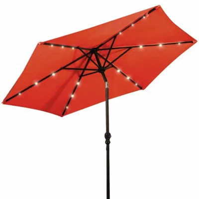 Hivvago 9ft Patio Solar Umbrella Led Patio Market Steel Tilt W/ Crank Outdoor New-beige