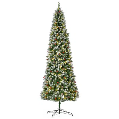 Hivvago 9ft Pre-lit Snow-dipped Artificial Christmas Tree With Realistic Branches In Multi