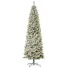 Hivvago 9ft Pre-lit Snow-flocked Slim Douglas Fir Artificial Christmas Tree With Realistic Branches In Multi