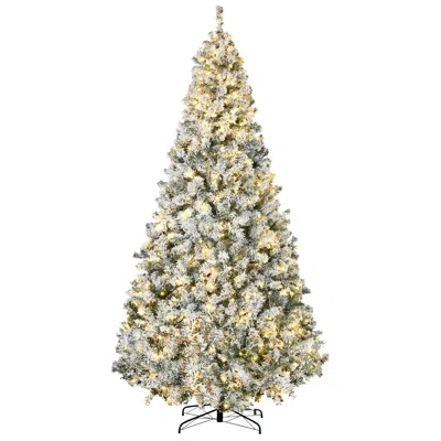 Hivvago 9ft Tall Prelit Artificial Christmas Tree Holiday Dãcor With 1868 Snow Flocked Branches In Neutral