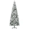 Hivvago 9ft Unlit Snow-flocked Slim Pine Artificial Christmas Tree With Realistic Branches And 1084 Tips In White