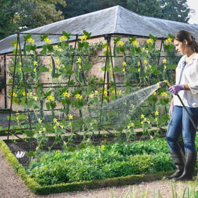 Hivvago A-frame Garden Cucumber Trellis With Netting For Climbing Plants Outdoor-black