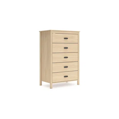 Hivvago Abis Tall Dresser Chest, 5 Drawers, Natural Brown Wood, Black, 50 Inch In Nude