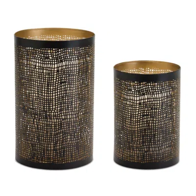 Hivvago Abstract Punched Metal Candle Holder (set Of 4) In Gray