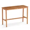 Hivvago Acacia Wood Counter Height Table With Slatted Tabletop And Footrest Crossbar