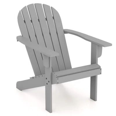 Hivvago Acacia Wood Lounge Patio Adirondack Chair With Inclined Seat-red In Gray