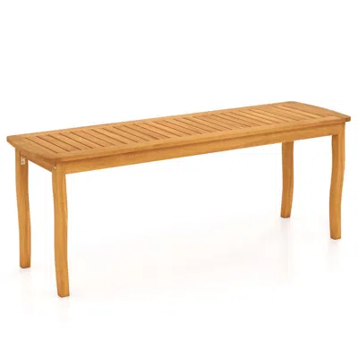 Hivvago Acacia Wood Outdoor 48" Long Patio Dining Bench In Yellow