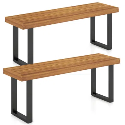 Hivvago Acacia Wood Outdoor Bench 48 Inch Long Patio Dining Bench