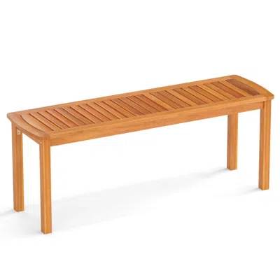 Hivvago Acacia Wood Outdoor Bench With Slatted Seat For Garden In Brown
