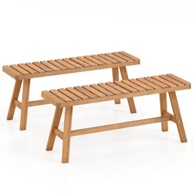 Hivvago Acacia Wood Outdoor Garden Bench With Slatted Seat