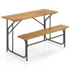 Hivvago Acacia Wood Patio Table Bench For 2 People One-side Picnic Table