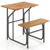 Hivvago Acacia Wood Patio Table Bench Set One-side Picnic Table And Seat In Brown