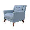 Hivvago Accent Armchair, Tufted Back And Flared Arms, Birch Wood, Blue Polyester In Blue