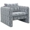 Hivvago Accent Chair, Geometric Pattern Cushioned Seat, Shelter Arms, White Black