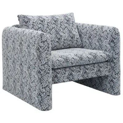 Hivvago Accent Chair, Geometric Pattern Cushioned Seat, Shelter Arms, White Black