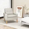 Hivvago Accent Chair With Lumbar Pillow Natural Rubber Wood Legs Padded Cushions-beige