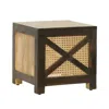 Hivvago Accent Ottoman Table, 16 Inch Square, Boho Style, Cane Wicker In Multi