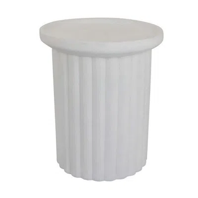 Hivvago Accent Plant Stand Table, 21 Inch White Resin, Spacious Round Top