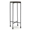 Hivvago Accent Table, 11 Inch Glass Top, Industrial Black Forged Iron Legs In Black