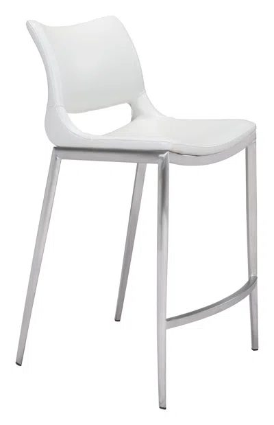 Hivvago Ace Counter Stool (set Of 2) White & Silver