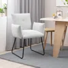 Hivvago Acko Dining Chair Set Of 2, Light Gray Fabric, Black Metal Frame