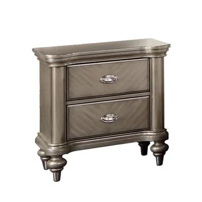 Hivvago Ada 28 Inch Classic Rustic 2 Drawer Nightstand, Chevron Design, Brown