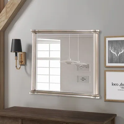 Hivvago Ada 38 X 45 Rectangular Dresser Mirror, Molded Trim, Pine Wood, Brown