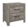 Hivvago Adia 24 Inch Classic 2 Drawer Nightstand, Metal Handles, Rustic Gray Finish